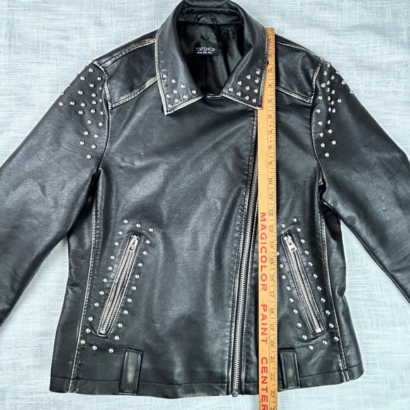 Topshop Heavy, Excellent Quality Faux Leather Jacket With Studs - Picture 3 of 11